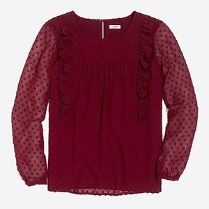 J. Crew Ruffle Trim Dot Blouse